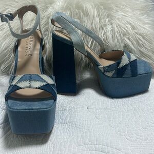 Denim platform heels. NWOT